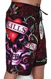 New 2010 Ed Hardy by Christian Audigier Mens Love Kills Slowly Tattoo Board Shorts Swim Trunks