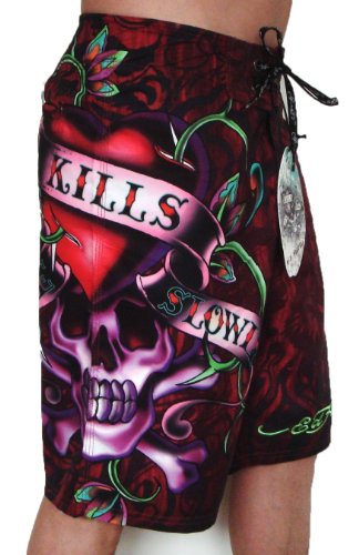New 2010 Ed Hardy by Christian Audigier Mens Love Kills Slowly Tattoo Board Shorts Swim Trunks