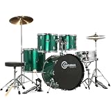 Metallic Green Full Size Drum Set with Cymbals Stands Stools Sticks 20 Lug