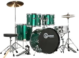 Metallic Green Full Size Drum Set with Cymbals Stands Stools Sticks 20 Lug