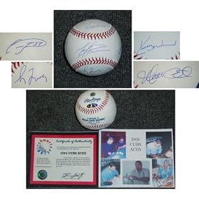 <b>Mark Prior, Kerry Wood, Greg Maddux, Carlos Zambrano, & Matt Clement Signed Cubs Aces MLB Baseball</b>