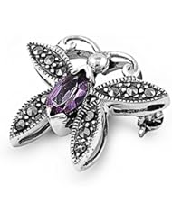 Sterling Silver Brooches Butterfly Amethyst Brooche