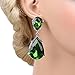 EVER FAITH® Silver-Tone Teardrop Dangle Earrings Emerald Color Austrian Crystal