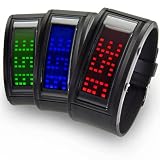 IDEALTIME スクロール LED ウォッチ メンズ 腕時計 グリーンLEDブラックラバー