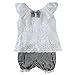 Urparcel Baby Girls Lace Top Hollow Out T-shirt Vest Plaid Shorts Outfits Sets
