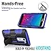 LG Tribute 2 Case, Starshop Full Protection Dual Layers Hybird Case with Kickstand and Locking Belt Swivel Clip with Premium Screen Protector Blue