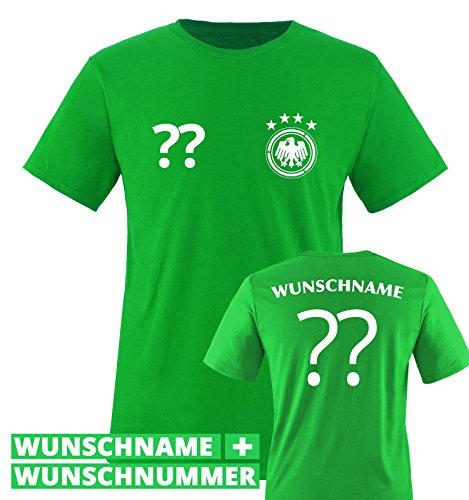 TRIKOT – DE – WUNSCHDRUCK – Kinder T-Shirt – Grün / Weiss Gr. 122-128