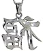 Sterling Silver Chinese Character for RICH Pendant, 1 1/8 (28mm) Tall.