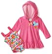 ABSORBA Baby-Girls Girls Heart Print One Piece Swimsuit and Terry Coverup Set