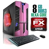 CybertronPC X-PLORER2 4240ABKS, AMD FX Gaming PC, W7 Professional, CrossFireX, Black/Pink