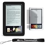 Slim High Quality Durable Silicone Skin Case Customer Made For Barnes & Noble Nook eBook Reader (Black) + Includes a 4-Inch eBigvalue Determination Hand Strap + Full set of Screen Guard Protector for your Nook