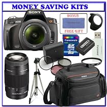 Sony Alpha A230L Digital SLR with 18-55mm Lens (DSLR-A230) + Sony 75-300mm f/4.5-5.6 Compact Super Telephoto Zoom Lens (SAL75300) + Sony alpha DSLR Soft Carrying Case + (4) Four Multicoat Filter Kit + Extra Sony InfoLithium&reg; Battery + Willoughbys 8GB SD SDHC Starter Pack