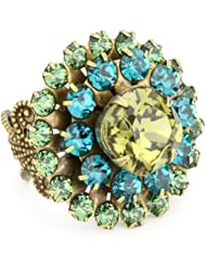Liz Palacios "Arco Iris" Swarovski Elements Filigree Starburst Crystal Cocktail Adjustable Ring