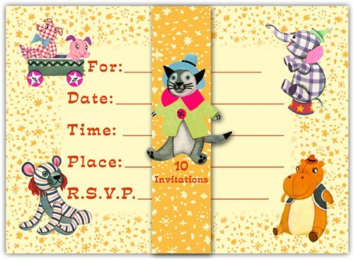 Dolce Mia Circus Party Invitations - 10 pack fill-in cards