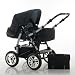 wheels_4_babies presents: pram FLASH incl. pushchair in design BLACK - incl. carry basket, changing bag and rainfoil - another 27 available designs in our shop