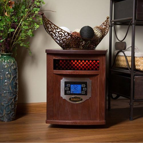 SUNHEAT International SH-1500LCD Electric Portable Infrared Heater with Remote Control and LCD Display, 1500-watt, Mahogany