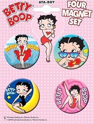 Betty Boop 4 Piece Round Refrigerator Magnet Set
