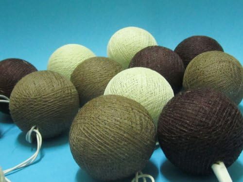 Chocolate Tone Mix Cotton Ball Patio Party String Lights (20/set)