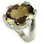 Womens Jewelry Silver Smokey Quartz Gemstone Ring US Size 5 1/2