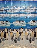 Carnation Home Fashions 6-Feet by 6-Feet Vinyl Print Shower Curtain, Arctic Penguins