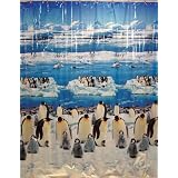 Carnation Home Fashions 6-Feet by 6-Feet Vinyl Print Shower Curtain, Arctic Penguins by Carnation Home Fashions