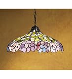 Meyda Tiffany Wisteria Flowers and Green Leaves Tiffany Pendant Light - MEY-30449
