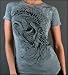 Sinful Clothing - Birds of Paradise Short Sleeve Baby Tee Shirt in Grey