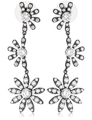CZ by Kenneth Jay Lane "Floral Cubic Zirconia" Rhodium-Plated Daisy Vine Earrings