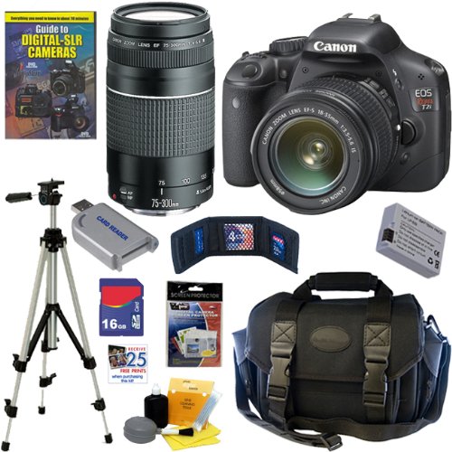 Canon EOS Rebel T2i 18 MP CMOS APS-C Digital SLR Camera with EF-S 18-55mm f/3.5-5.6 IS Zoom Lens  &  EF 75-300mm f/4-5.6 III Telephoto Zoom Lens + 16GB Deluxe Accessory Kit