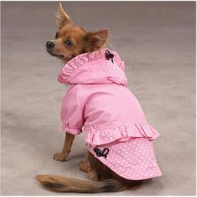 Dog Coat - Polka Dots & Ruffles Pink Dog Raincoat - X-Small (XS)