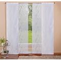 Gardinen Set, 2 x Stickerei Fl�chenvorhang aus gl�nzendem Taft, Wei�, 2 x Fl�chenvorhang Voile mit Stickerei, Schwarz, 4204042010