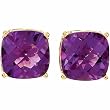14K Yellow Gold Amethyst Earrings