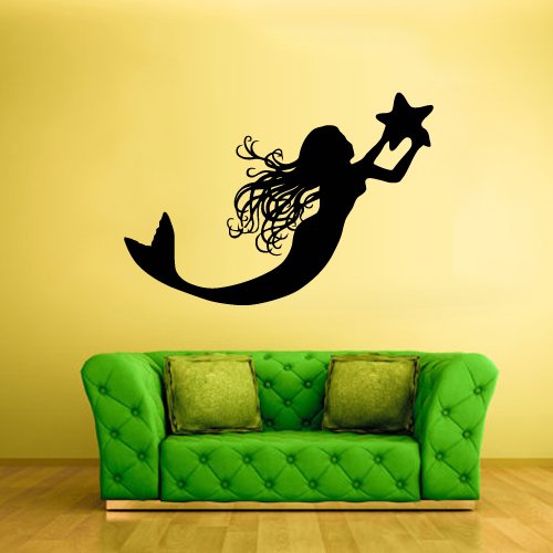 Wall Vinyl Sticker Decals Decor Art Bedroom Design Mural Sea Ocean Mermaid Girl Star Cartoon Nymph (Z2052)