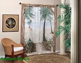 Bamboo Beach Trompe l'oeil Window Art