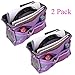2 Pack Magik Travel Insert Handbag Purse Large Liner Organizer Tidy Bags Expandable 13 Pocket Handbag Insert Purse Organizer with Handles (Purple)