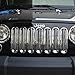 Front Grille Grill Mesh Insert Kit Chrome Silver With Key Hole Compatible for Jeep Wrangler Rubicon Sahara JK 2007-2015 Model 7 Pieces