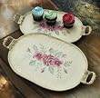 Roses and Pansies Metal and Tin Decorative Trays (set of 2)