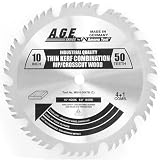 Amana Tool A.G.E. Series MD10-504TB Thin Kerf Combination Rip/Crosscut 10-Inch x 50 Tooth  4 ATB + 1 Raker 5/8 Bore Saw Blade