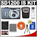 Canon PowerShot SD1200 IS Digital ELPH Camera (Dark Gray) + 8GB SD Card + Case + NB-6L + Accessory Kit