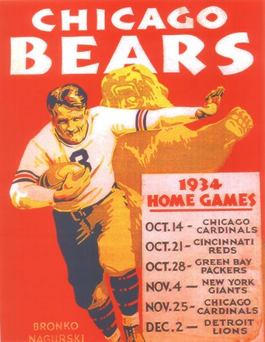 Chicago Bears Football Poster 1934 - Nurgurski
