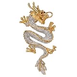 14k Yellow Gold Diamond Ruby and Pearl Dragon Pin-Pendant (0.23 cttw)