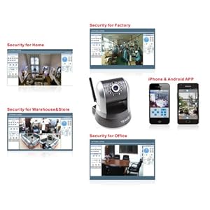 AGPtek® TENVIS IPRobot3 New 10 LED P2P H.264 1 Mega pixels 5X Digital Zoom Wireless Indoor IR WIFI IP Network Camera CCTV Night Vision iPhone Remote Monitoring Supported Built-in Microphone and Speaker allow you to communicate with people directly