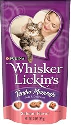 Whisker Lickins Tender Moments Salmon Flavor Cat Treats, 3-Ounce Pouches (Pack of 10)