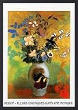 Odilon Redon Poster Kunstdruck und Alu-Rahmen - Fleurs Exotiques Dans Une Potique (70 x 50cm)