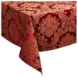 Waterford Table Wiltshire 70 by 144-Inch Oblong Table Cloth, Pomegranate/Gold