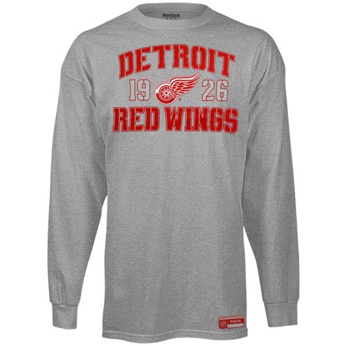 Reebok Detroit Red Wings Validation Long Sleeve T-Shirt - Ash (Large)