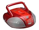 Elta 6681 Tragbarer CD-Player (UKW-/MW-Tuner, 40 Watt PMPO Verstärker, Lautsprecher, Teleskopantenne, Kopfhöreranschluss) rot