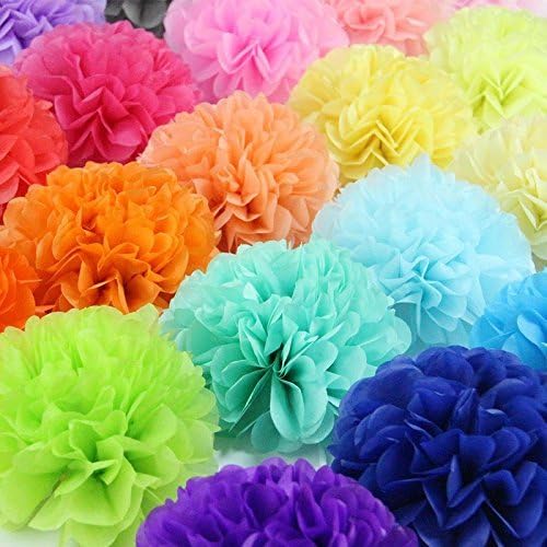 LOOTO 10pcs Crafts Pom Poms/ Tissue Paper Flowers (Multicolor)
