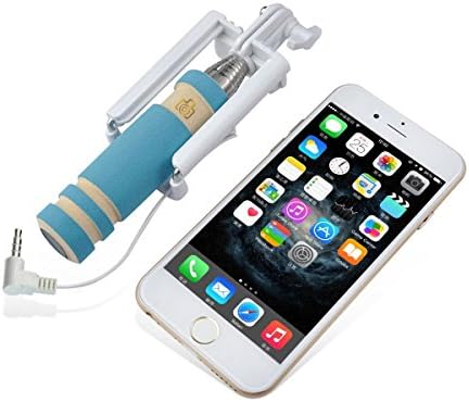Feeyo 5.5 Inch Ultra Compact Foldable Quicksnap Extendable Wired Mini Selfie Stick with Remote Shutter with Adjustable Phone Holder for Iphone 6 Plus 5 5s 5c Samsung S6 Edge Android (Blue)