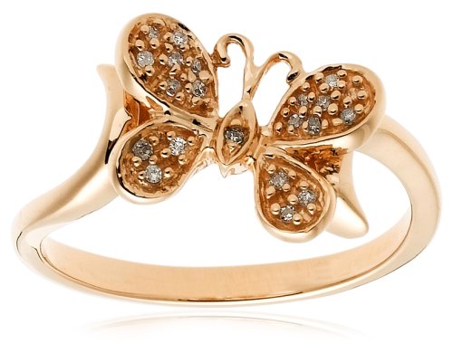 14k Choice of White, Yellow, or Rose Gold Diamond Butterfly Ring (.05 cttw, H-I Color, I2 Clarity)
